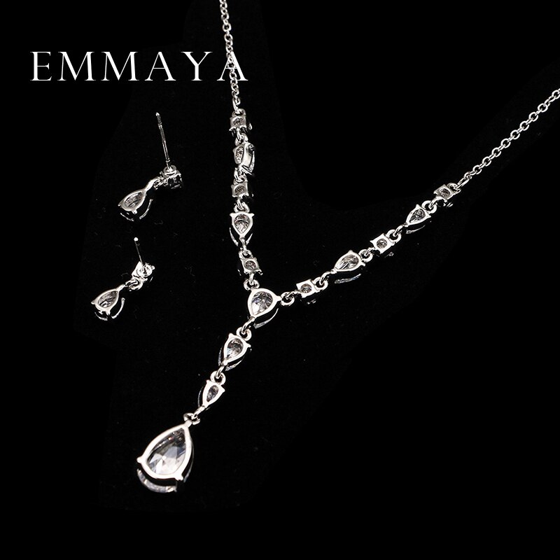 Emmaya Trendy White Water Zirconia Bruiloft Sieraden Sets Luxe Verklaring Ketting Oorbellen Set Jurk Accessoires