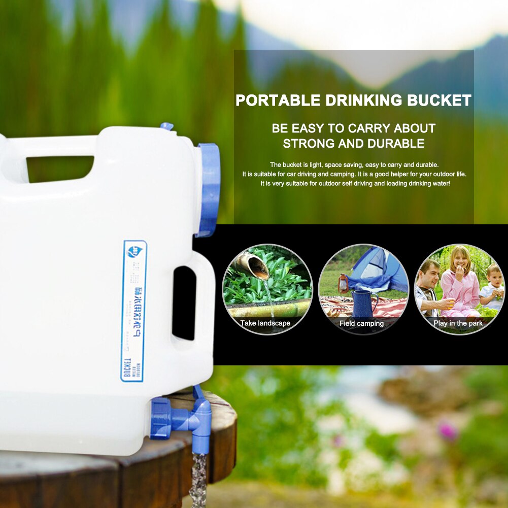 10L 15L Portable Water Container with Faucet + 2 Handles for Camping Picnic