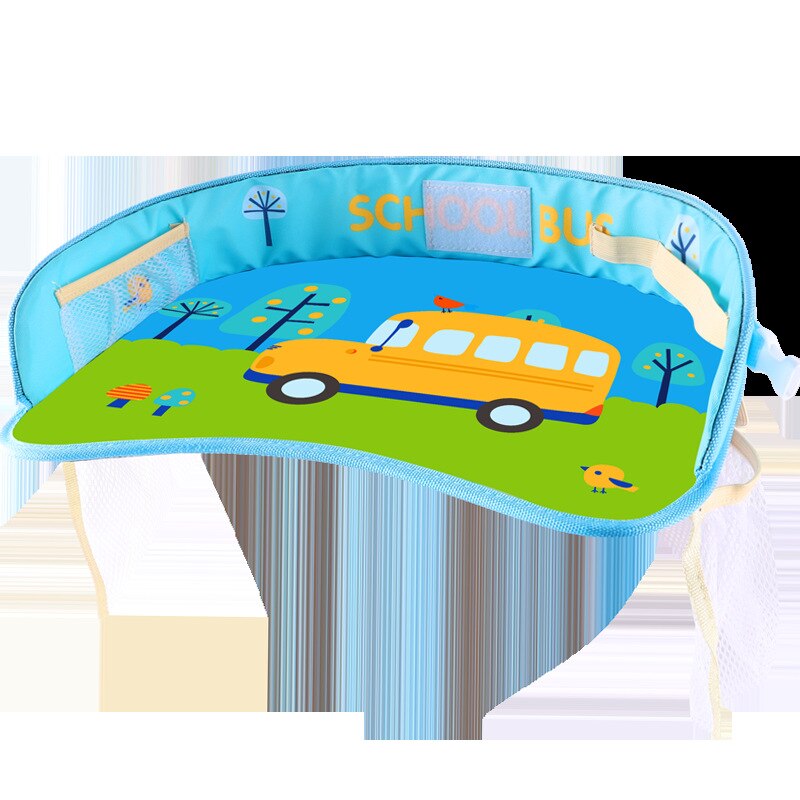 Kind Kids Tafel Voor Auto Car Seat Met Opslag Baby Bureau Cartoon Speelgoed Voedsel Water Houder: school bus