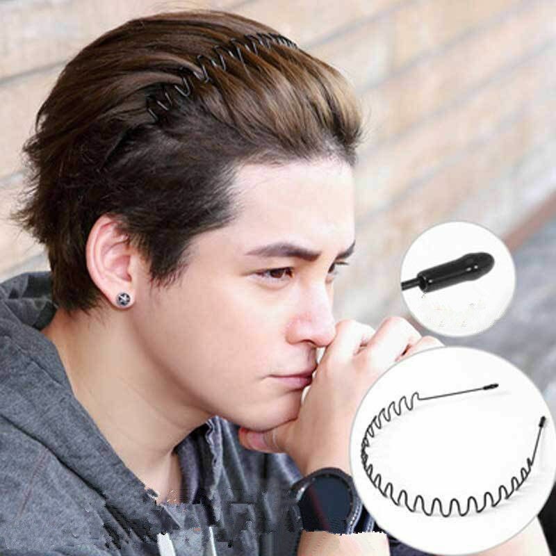 unisex männer Frauen Sport Welle Haar Band Metall Schwarz Hairband Stirnband Haarreif: B