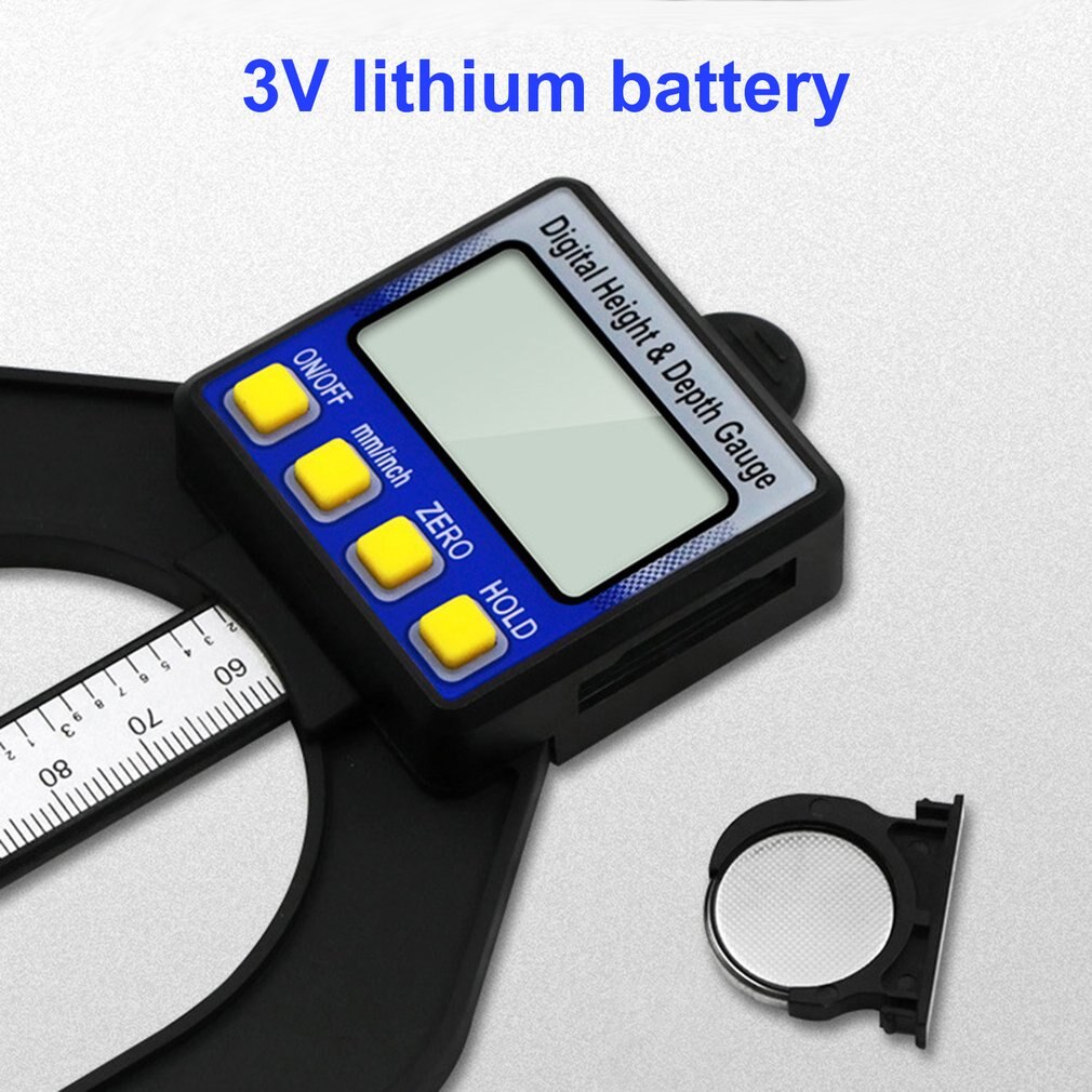 Medidor de profundidad Digital LCD de 0-80MM, calibres de carpintería, herramientas de medición de altura, apertura magnética de pie