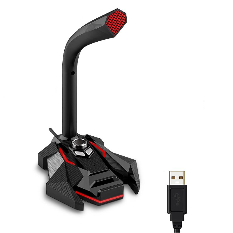 Freely Adjustable Desktop Microphone Karaoke Recording Desktop Microphone One-Click Volume Adjustment For PC Laptop: Red