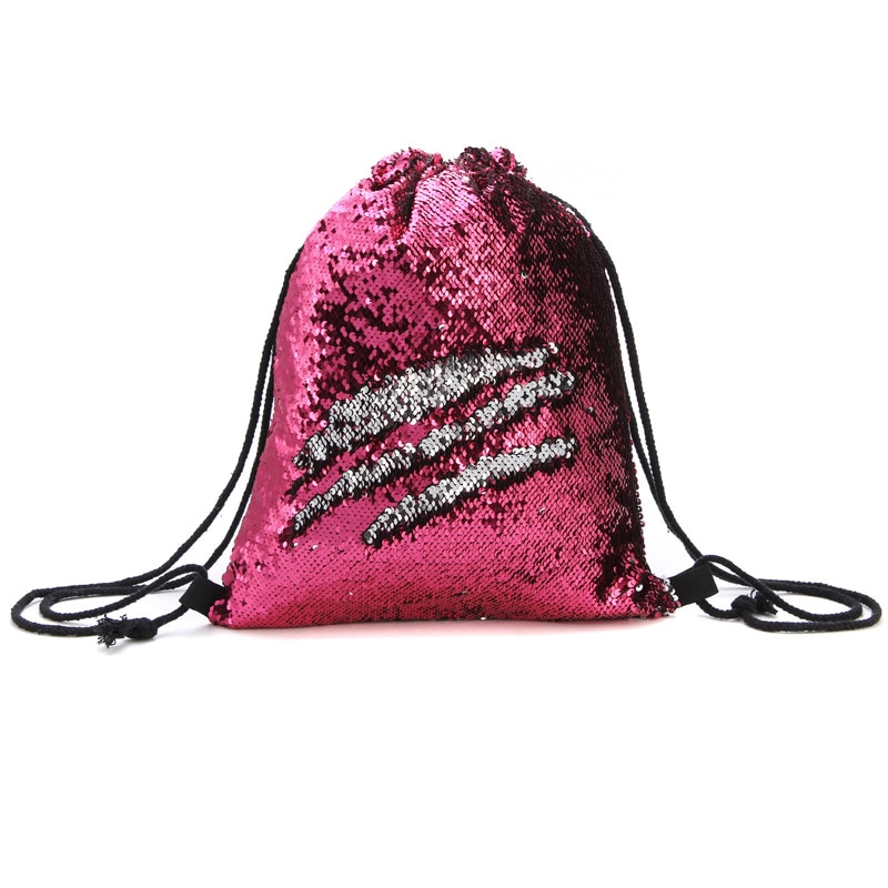 Mode Vrouwen Pailletten Tasje Outdoor Student Koord Rugzak Tas Dames Schouders Tas Mochila Feminina: hot pink