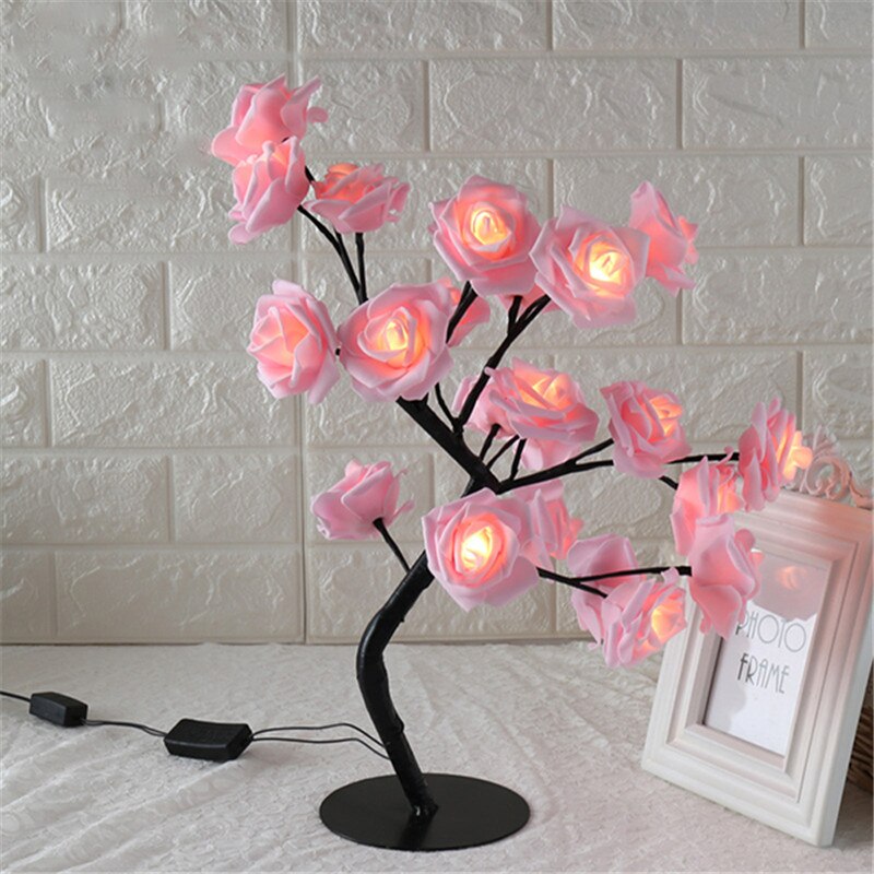 Lámpara de mesa con forma de rosa con flores y árbol de rosas para sala de estar y dormitorio SKD88: 6