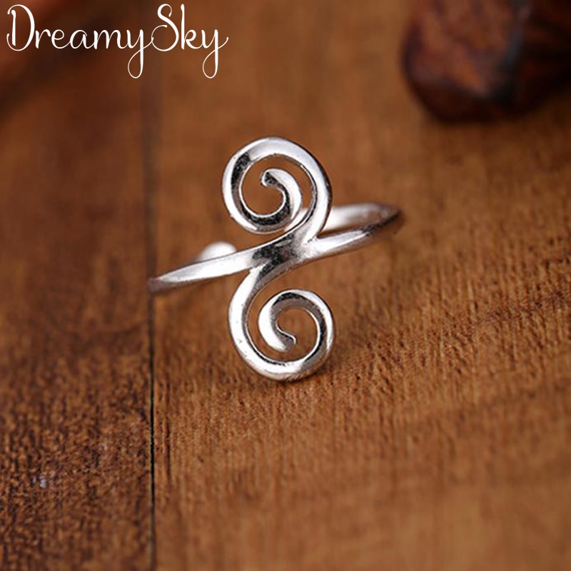 Personality Bohemian Silver Color Fancy Finger Rings For Girls Antique Ring Luxury Women Wedding Engagement Jewelry
