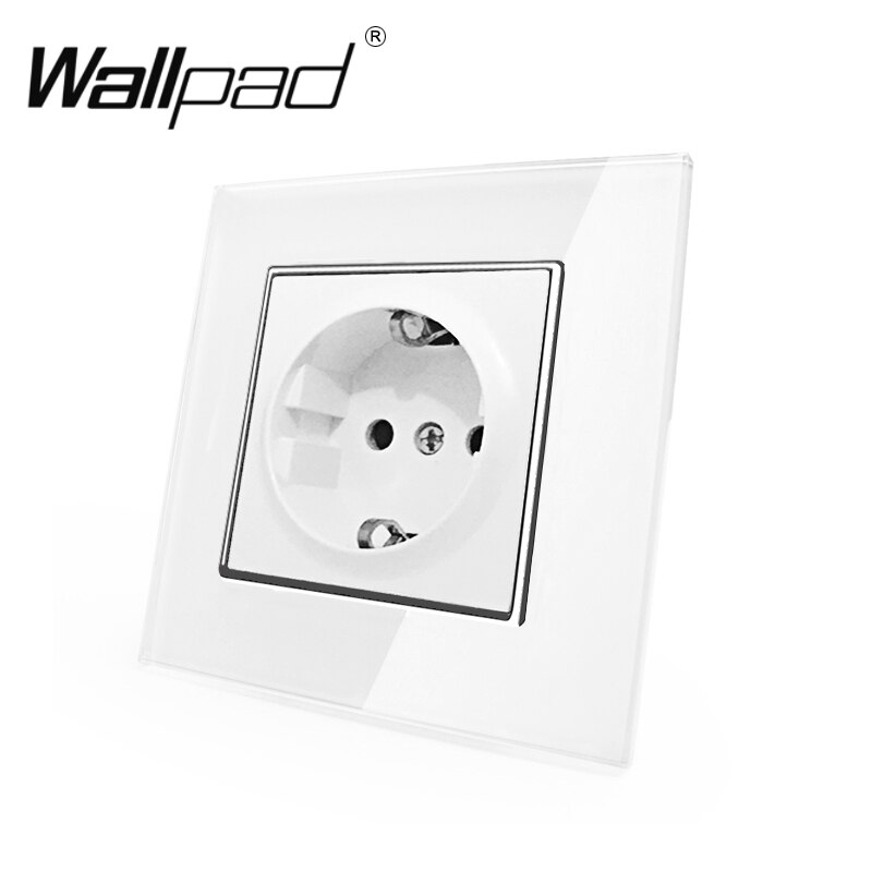 EU standard Francese Presa con Artigli Wallpad Pannello Di Vetro Bianco Schuko Francese A Parete in Stile UE Spina Presa di Corrente Presa di Corrente con il gancio: EU Socket / bianca colore Product