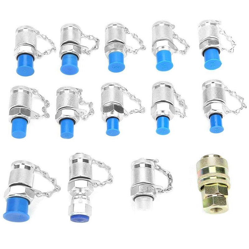 14Pcs Hydraulic Pressure Test Point Testing Coupling Adapter Set for Hydraulic System Kit: Default Title