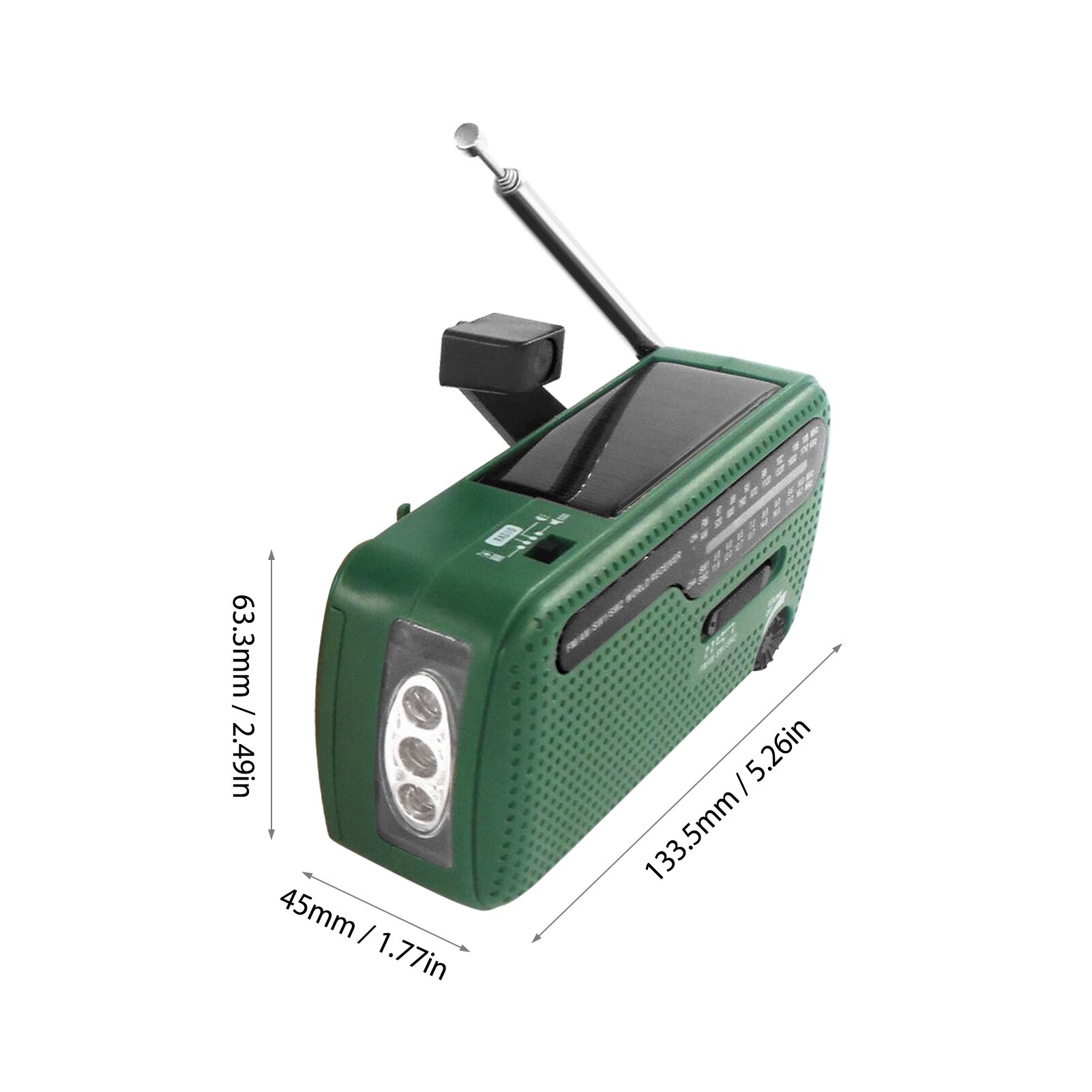 Emergency Radio Hand Crank Solar Radio 1200Mah Oplaadbare Draagbare Power Bank Led Zaklamp Am/Fm/SW1/SW2 Wereldontvanger