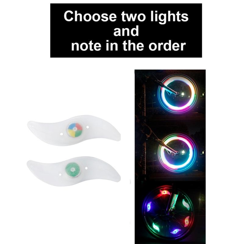 Reflectores LED de 3 modos de Flash para bicicleta, luz de radios de arco iris, pezón de rueda impermeable, accesorios de ciclismo de montaña, piezas de repuesto: Two lights