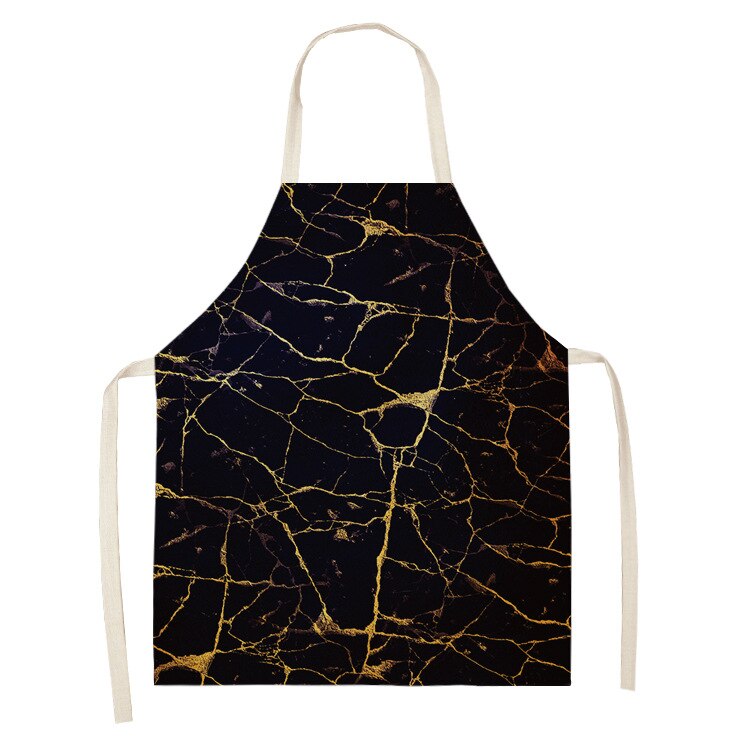 1Pcs Marmer Patroon Gedrukt Cleaning Art Schorten Thuis Koken Keuken Schort Kok Dragen Katoen Linnen Volwassen Slabbetjes 53*65Cm WQ0110: 2WQ-WQ0110-9