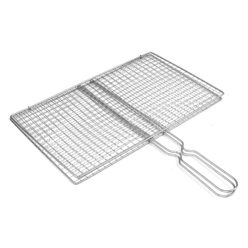 Cesta antiadherente Triple para asador de pescado, parrilla con mango de Metal, rejilla para barbacoa, accesorios para barbacoa, herramienta para exteriores para asar pescado, barbacoa R B0N4
