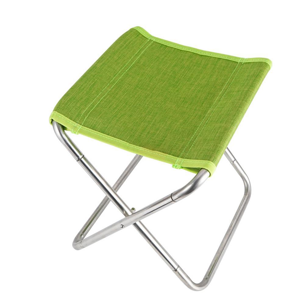 Mounchain Stainless Steel Spring Folding Chair Outdoor Sports Fishing Chair Hiking Camping Barbecue Folding Stool Equipment: green