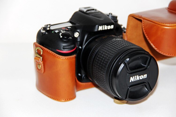 Vintage pu läder kameraväska väska för nikon  d7000 d7100 d7200 kameraväska kaffe svart brun