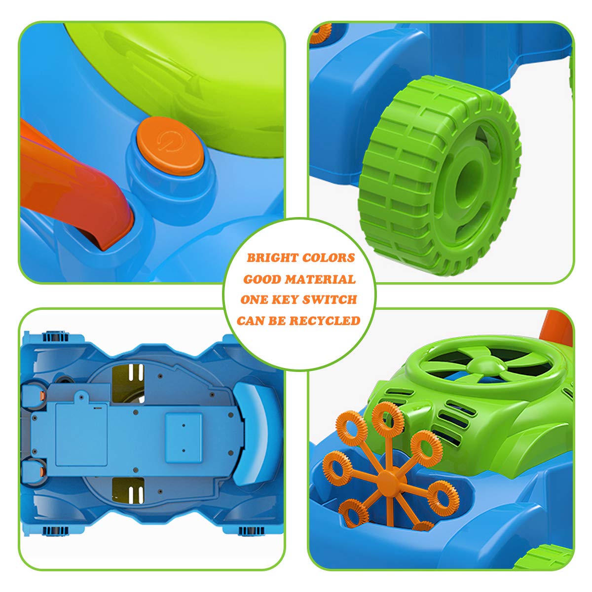 Mini coche de burbujas automático para niños, cortacésped de burbujas de 49cm, andador de sonido de juguete para exteriores, de cumpleaños, líquido casero