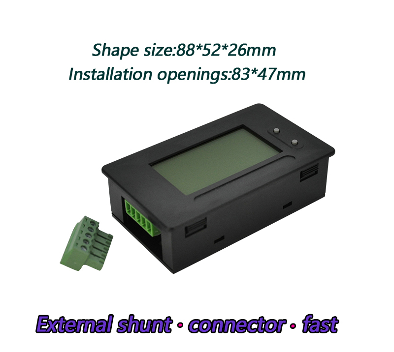 Dc 200v 500a coulomb meter lithium batteri monitor ladeafladningsspænding strøm strøm kapacitet display 12v 24v 36v 48v 60v