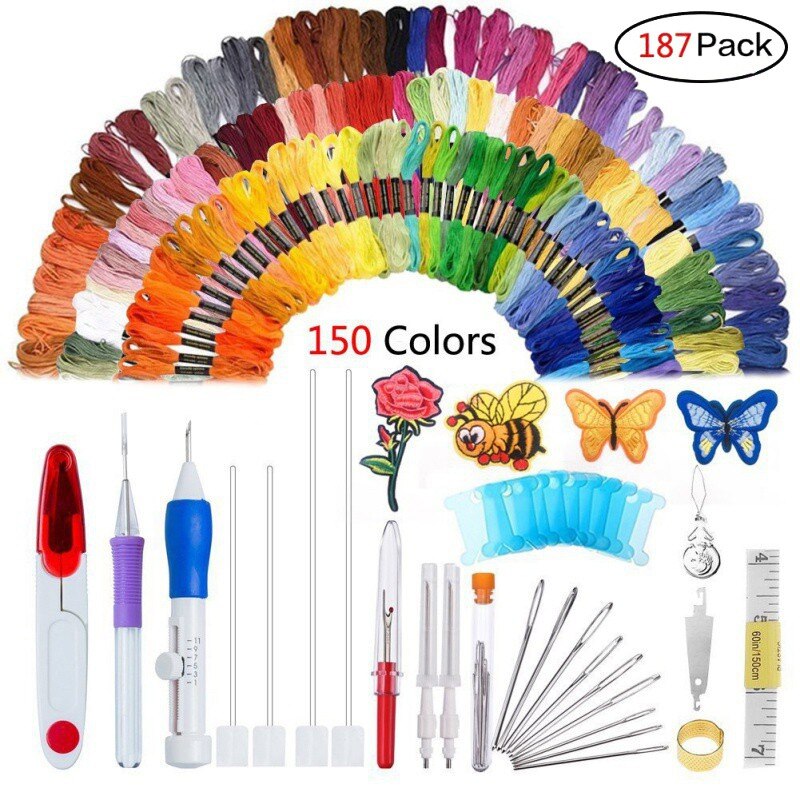 24Pcs Diy Borduren Pen Set Stiksels Punch Naalden Kit Porren Kruissteek Gereedschap Haak Breien Art Borduren Naalden Threa: A5