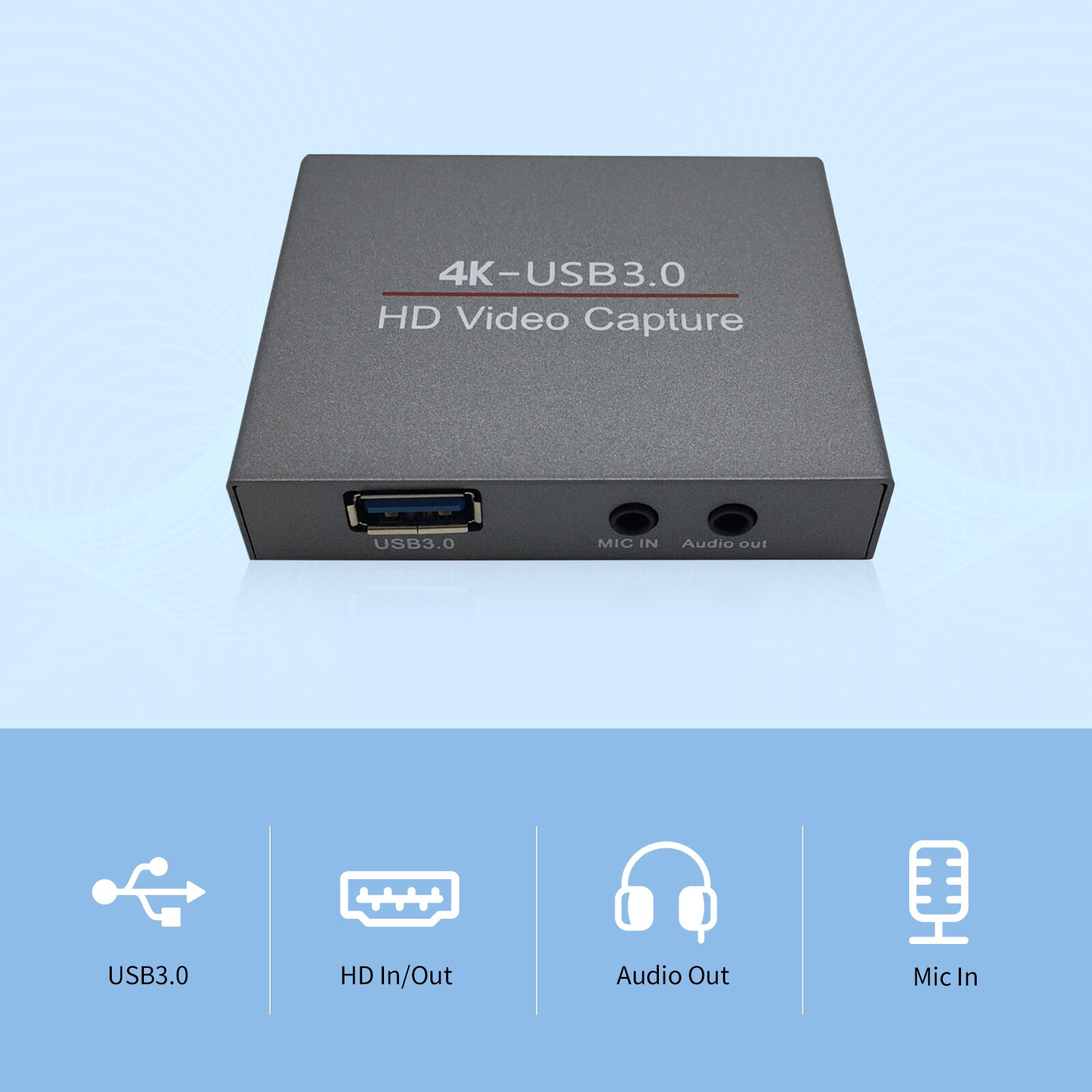 4K Hd Game Video Capture Card 1080P 60FPS USB3.0 Video Capture Recorder Apparaat Met Mic In Audio Out metalen Body Plug En Play