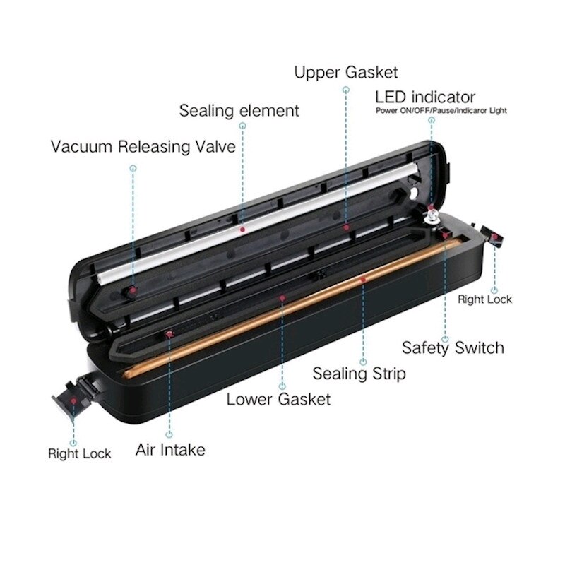60W 220V/110V Vacuum Sealer Packaging Machine For Home Kitchen Commercial Automatic Vacuum Food Sealing Film Vacuum Packer