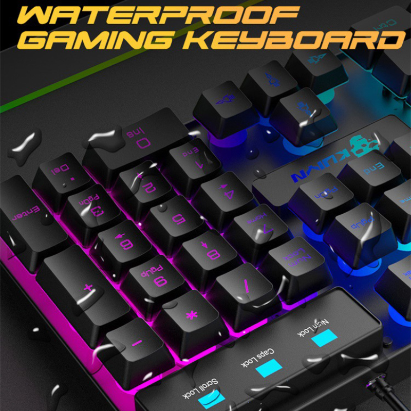 RGB Backlit USB Wired Optical Gaming Keyboard and Mouse Combos Waterproof Ergonomic Keyboard 2400DPI Mouse for Lenovo/XiaoMi