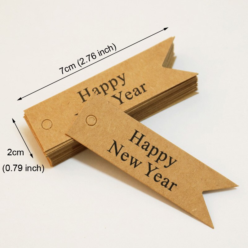 50pcs Beste Cards Kraftpapier Hang Tags Zwaluwstaart Vorm Vrolijk Kerst Xmas Verpakking Bookmark Wikkelen Decor: Happy New Year