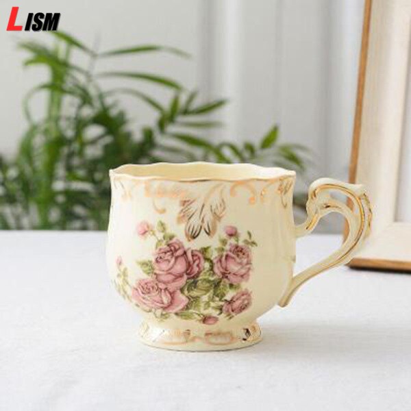 Ceramic Cups And Saucers Bone China Tea Cup Set Flower Printed Home Mug Set Porcelain Tea Cup & Saucer Sets: style 1