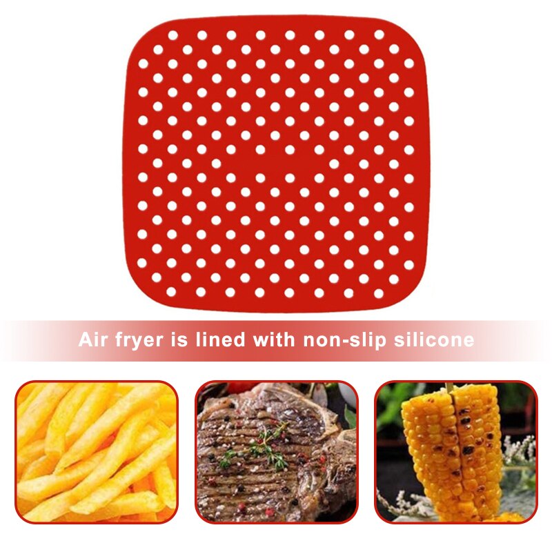 Alfombrilla antiadherente para freidora de aire de 4 piezas, cesta de silicona de grado alimenticio para freidoras de aire de 7,5 a 9 pulgadas, almohadillas para olla al vapor