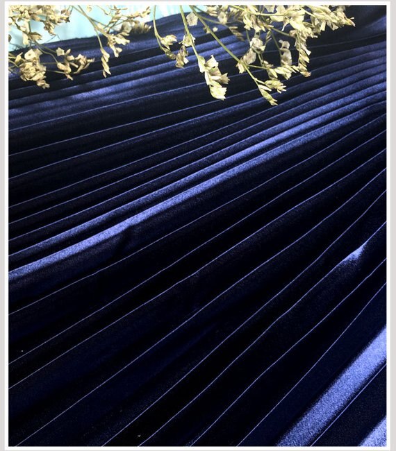 Panel de satén plisado azul de 1 yarda, pliegue Vertical satinado, tela plisada de acordeón, tela de pliegues de satén por yarda: navy blue