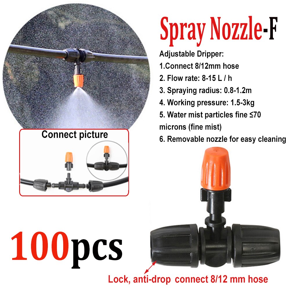 100pcs Spray Nozzle Farm Garden Micro Auto Drip Irrigation System Sprinkler Adjustable Atomizing Dripper Plant Self Watering