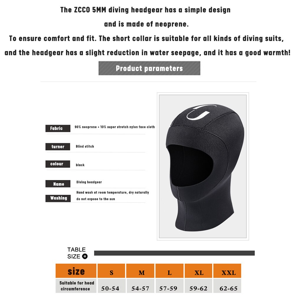 Gorra negra de neopreno de 5mm para hombre y mujer, traje de buceo, capucha elástica, buceo, Surf, Kayak, Bodyboard, natación, cubierta para la cabeza de invierno