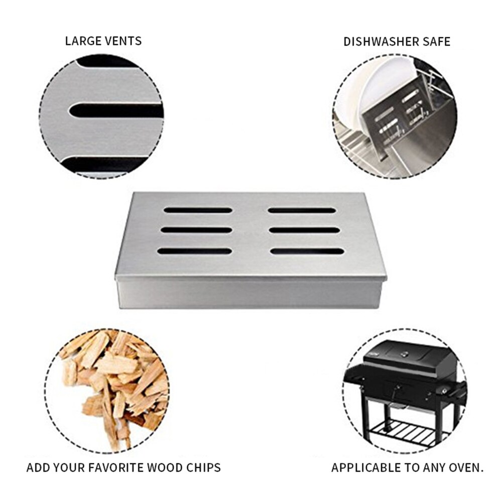 Bbq grill tilbehør stål kold røg generator grill grill ryger æske æble små flis ryger bacon kød fisk
