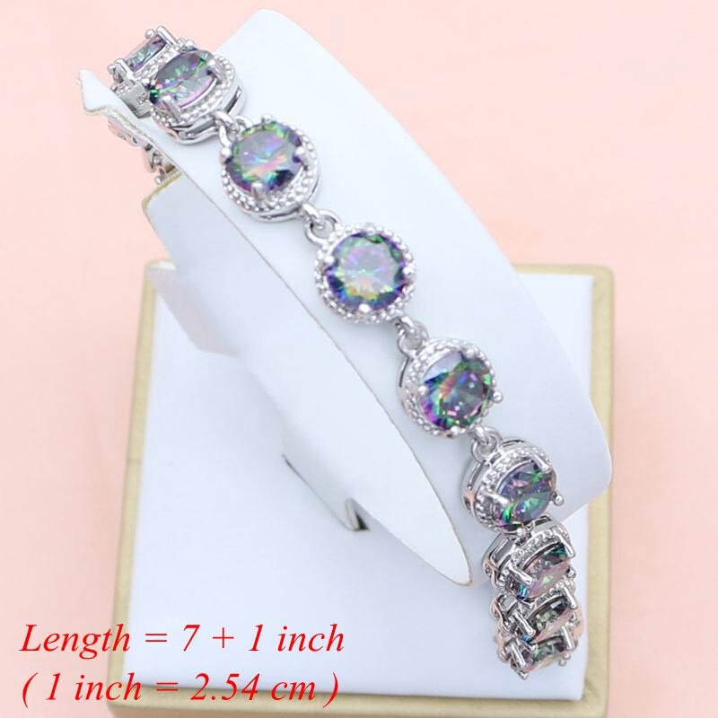 Aardbei Mystic Regenboog Zirkoon Zilver 925 Sieraden Set Decoraties Voor Vrouwen Oorbellen/Hanger/Ring/Armband/Ketting set