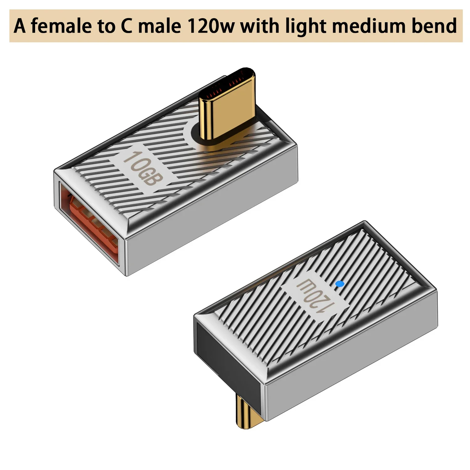 Type-C to USB A 3.1 10Gbps OTG Converter USB C Male Female 90 Degree Right Angle U Shape Adapter Support 6A 120W Power Charging: Orange