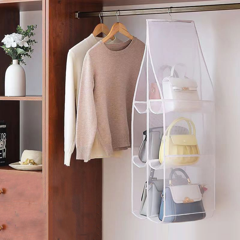 Tasche Lagerung Hängen Tasche Hängen Doppel Seite transparent Sechs Schicht Lagerung Tasche Schlafzimmer Schrank Lagerung Tasche Staub Tasche: Schwarz