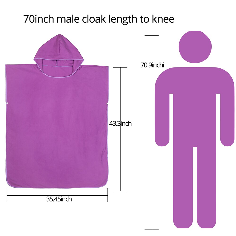Zipsoft-albornoz con capucha para hombre y mujer, de secado rápido Toalla de microfibra, Poncho para playa y piscina, fácil de cambiar