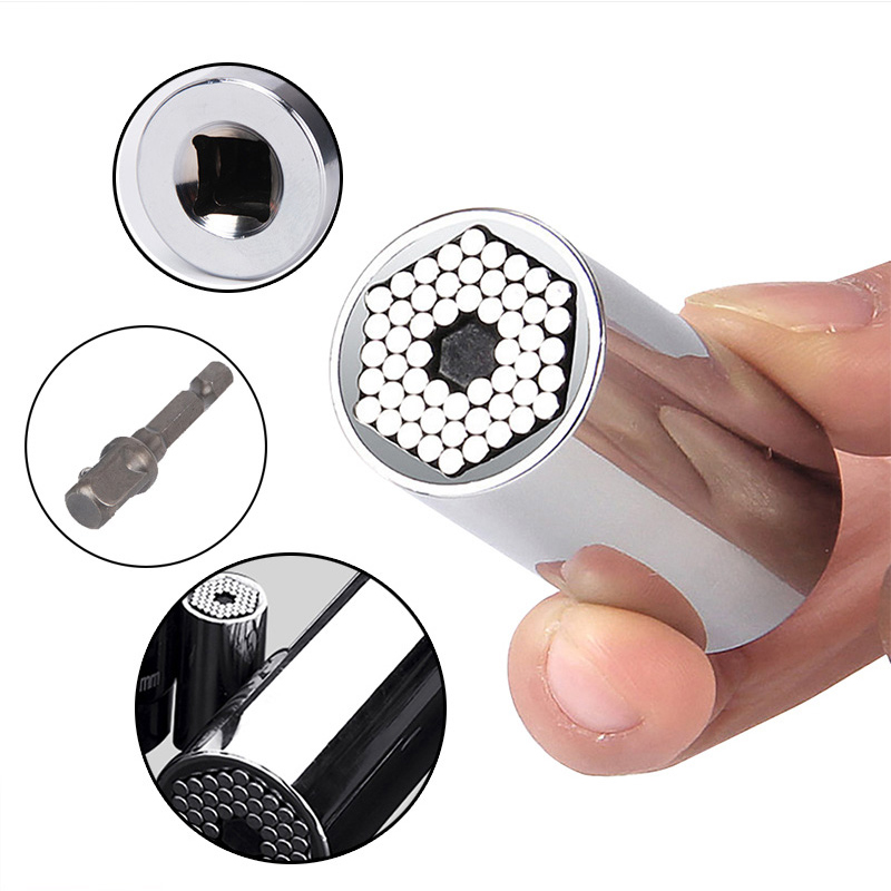 Universal Socket Gator grip Socket Wrench Set with Power Drill Adapter Chrom-Vanadium Steel from 7-19mm Self-adjusting DIY Tool