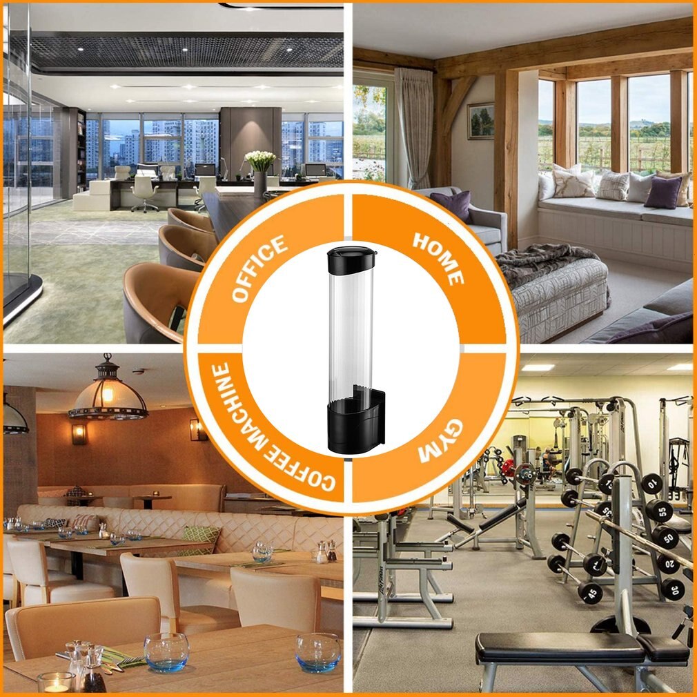 Wall-mounted Disposable Paper Cup Dispenser Automatic Cup Remover Dustproof Cup Holder Storage Rack For Home Restuarant Office