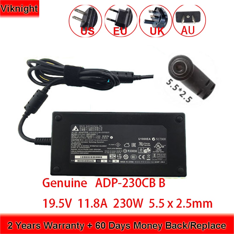 Ekte delta 19.5v 11.8a 230w adp -230cb b bærbar lader for msi gaming laptop 1762 gt70 16 f 3 16 f 4 strømforsyning
