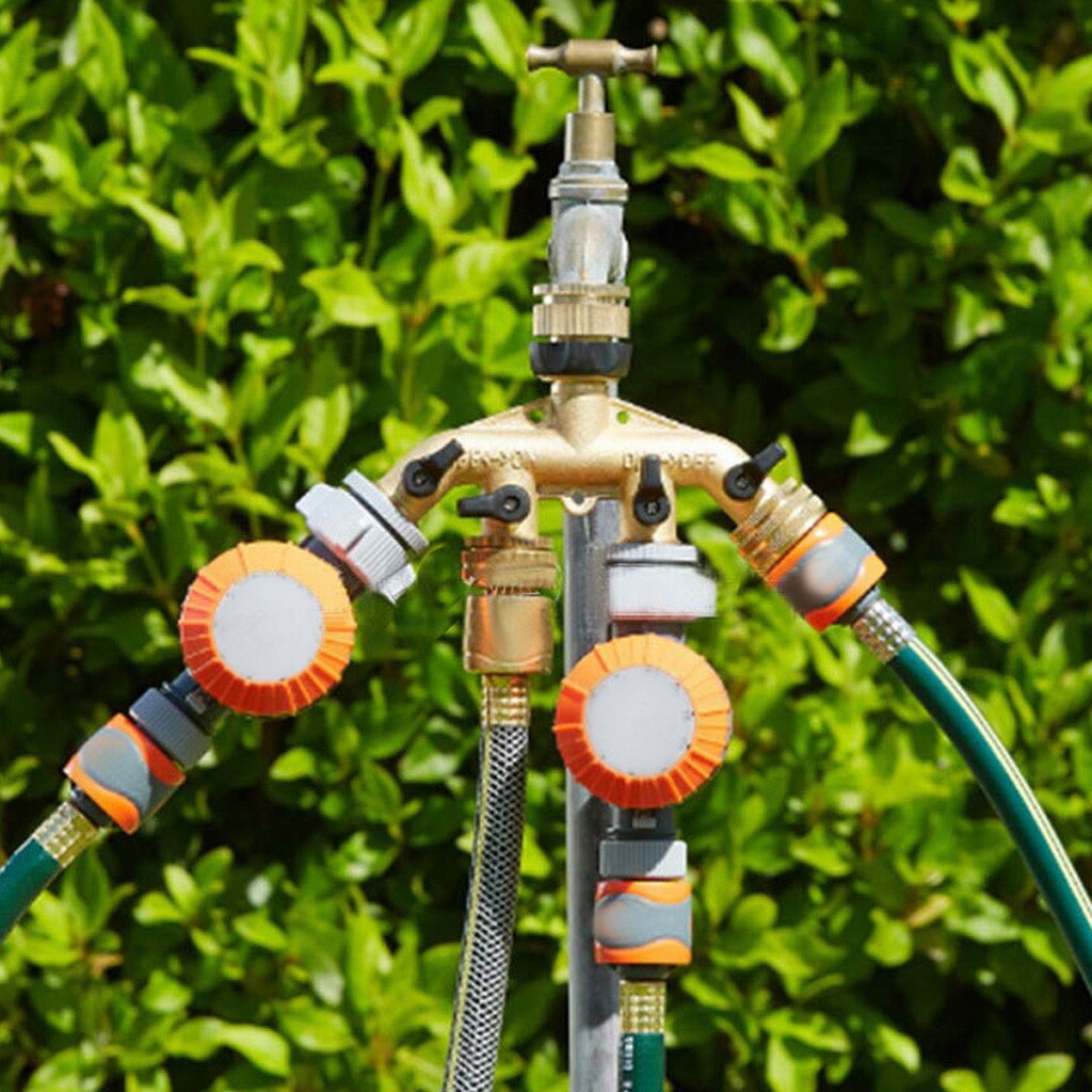 Garden Hose Splitter 4 Way Tap Hose Connectors Water Distributor Switch Valve