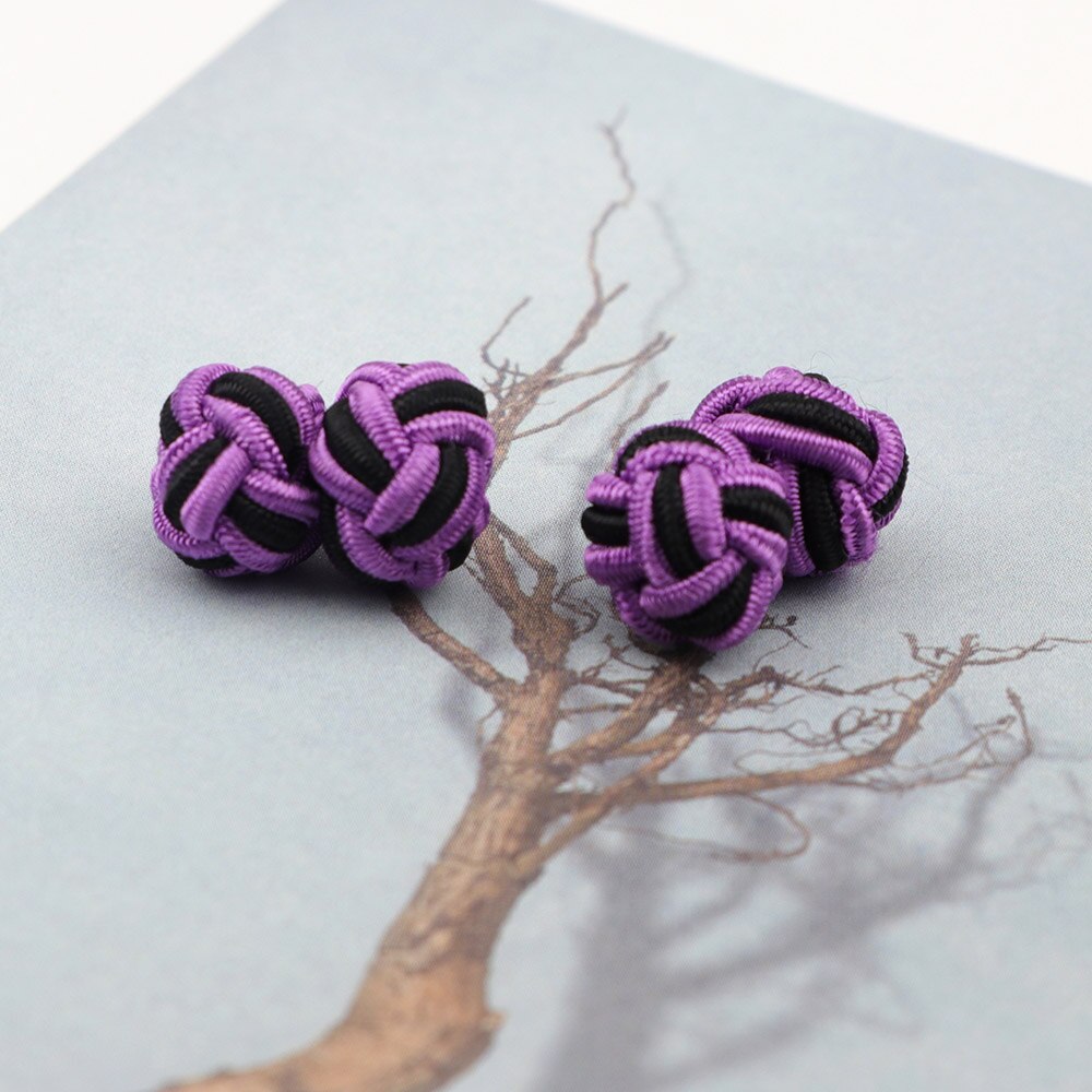 Novità nodi di Seta CufflinksMixed Tre Colori FAI DA TE Intrecciato Handmade Elastico Corda Doppia Sfera Gemelli Per Gli Uomini Regalo NO.1-20: 11