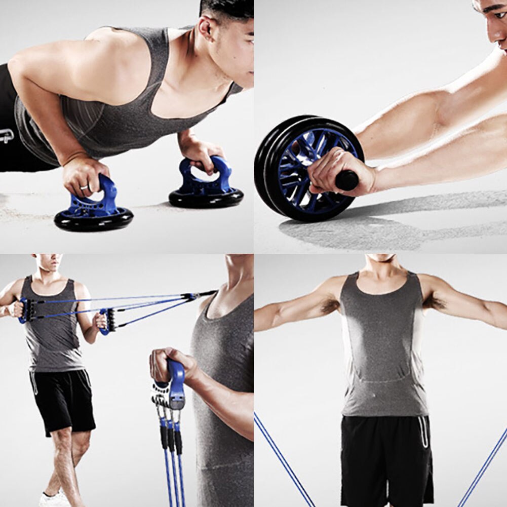 5-em-1 rolo abdominal roda push-up suporte rack ginásio equipamentos de fitness kit