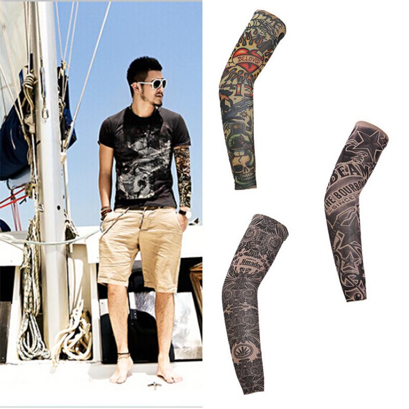 Nylon Stretchy Sunscreen Arm Sleeves Breathable Skull Skeleton UV Protective Cuff Sleeves Cycling Hiking Running Arm Stockings