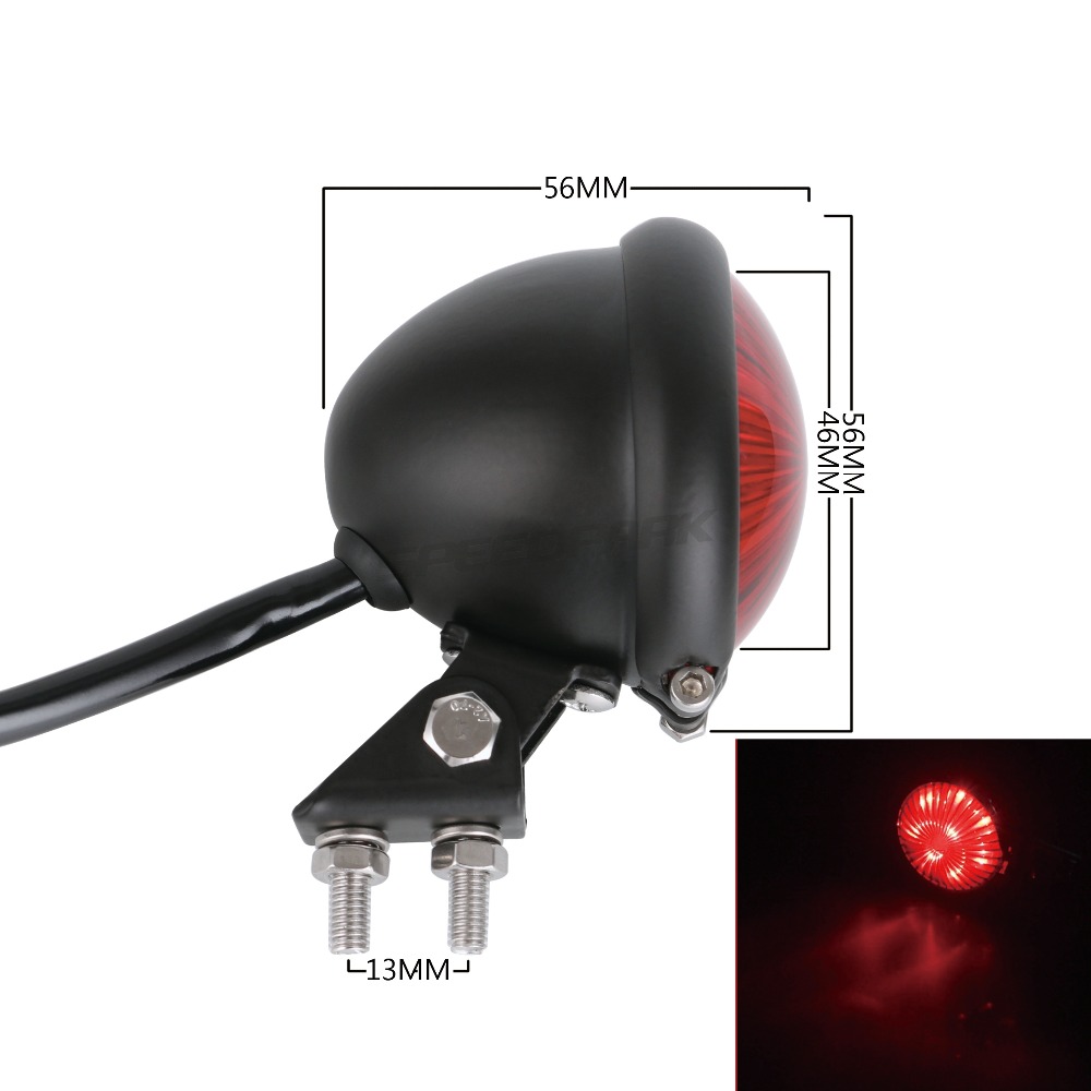 SPEEDPARK-Luz LED trasera de freno para motocicleta, luz roja de 12V, ajustable, estilo Cafe Racer, para Chopper