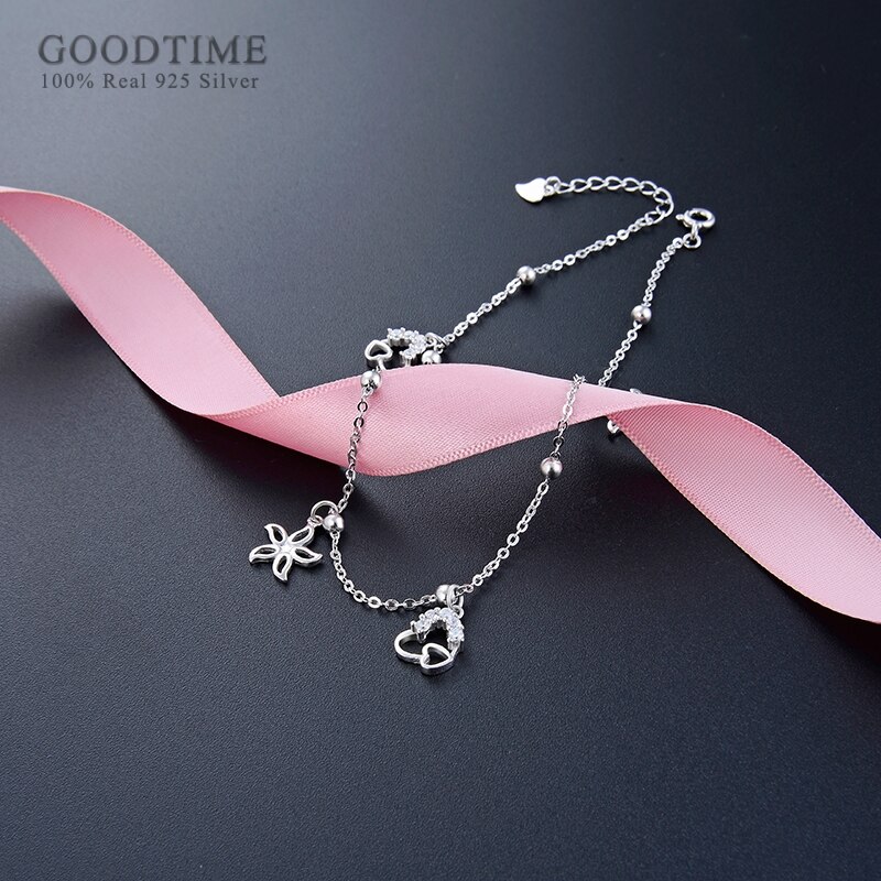 Delle Donne di modo Calzino Davvero 925 Sterling Silver Pentagonale Foglia di Figura di Amore Regolabile Calzino Del Piede Accessori Per Il Vestito Della Ragazza Up