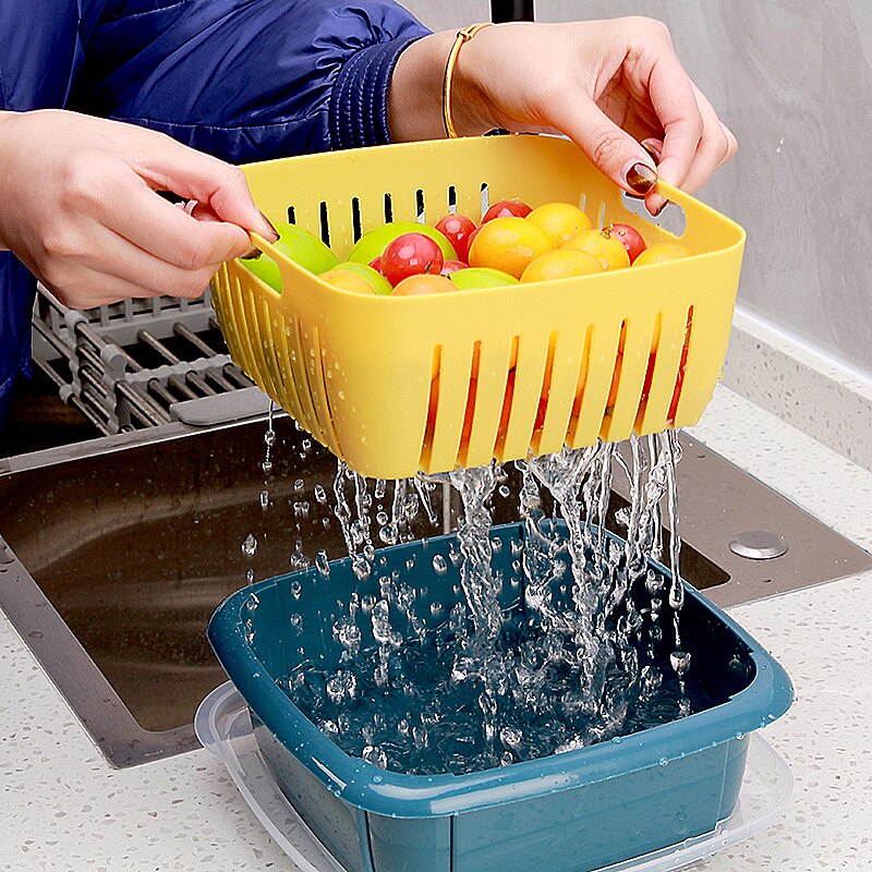 Kitchen Drain Basket Colander Fruit Vegetable Washing Basket Strainer Storage Basket Preservation Box Kitchen Tool