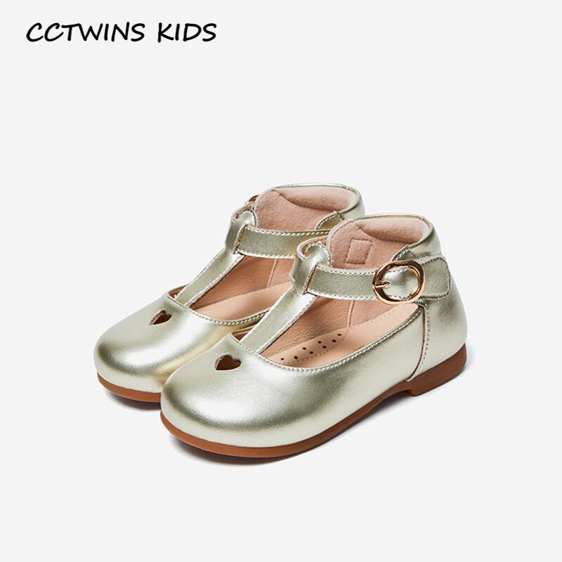Cctwins børnesko forår børn guld festsko baby prinsesse flade piger mærke mary jane småbørn  gm2668: Guld / 6.5