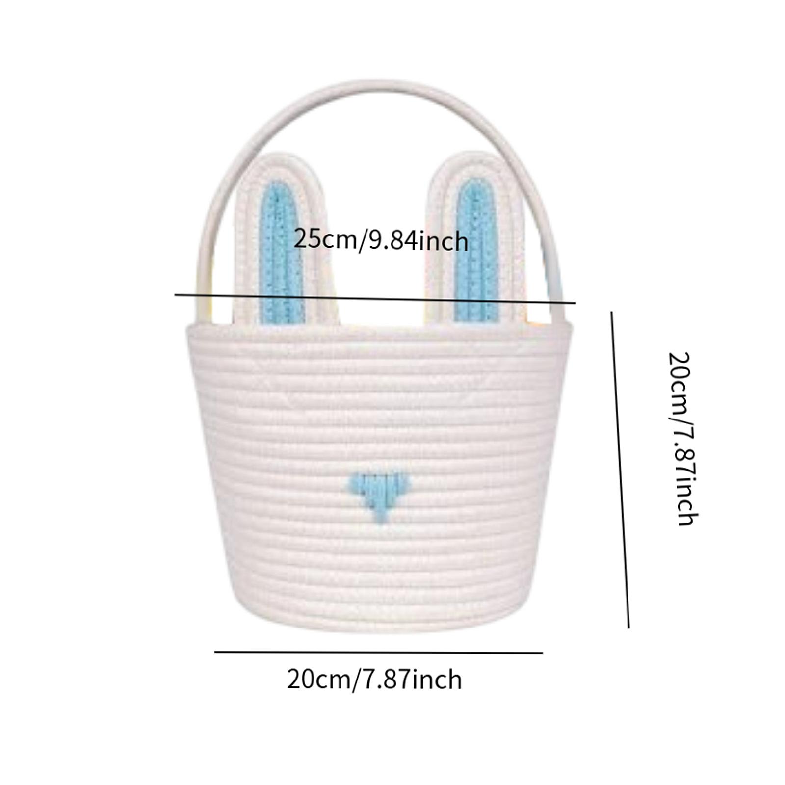 Påskeharekurv for barn, gutter og jenter, påskeegg-jaktkurv, gjenbrukbar bomullssnorkurv med kaninører, babyshower: Gul