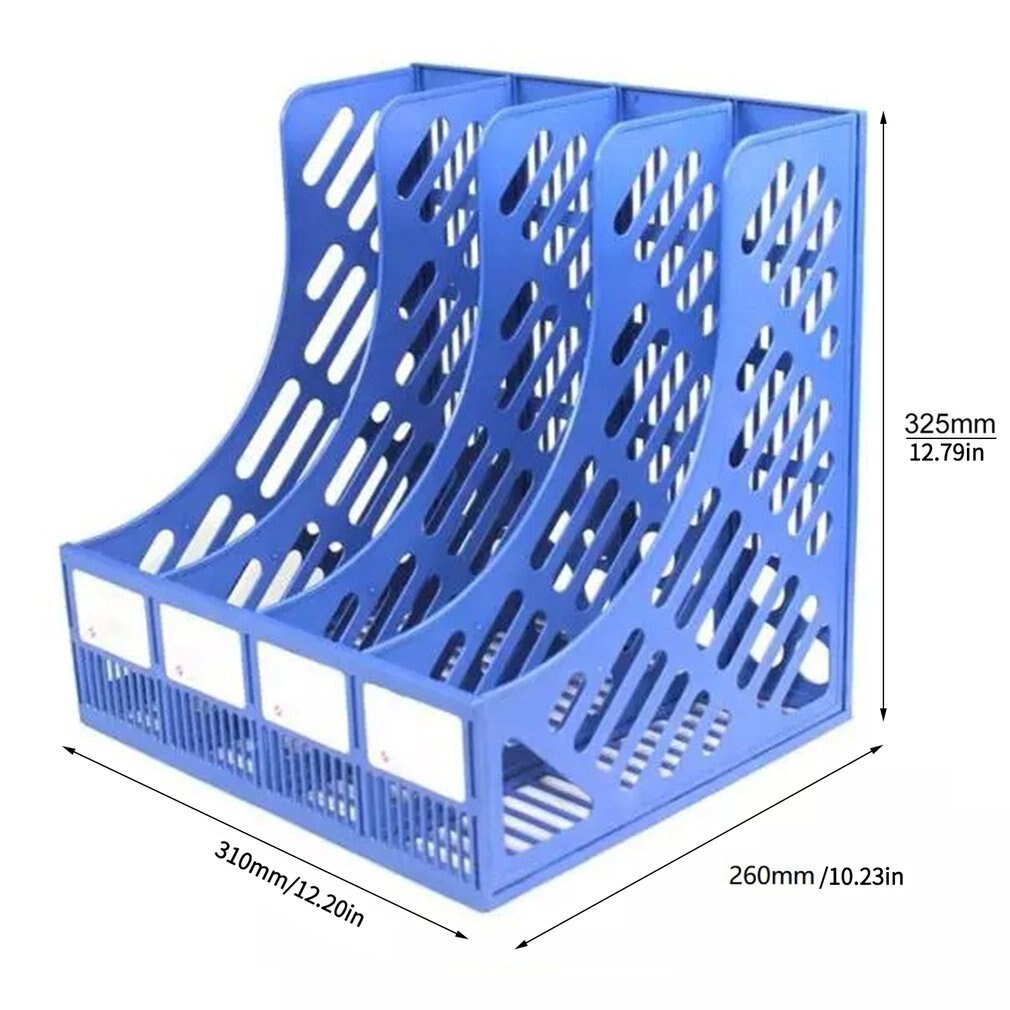 File Holder Document Tray 4-Grid Desktop Storage File Organizer Mesh Files Shelf Desktop File Rack Book Holder Office Supplies