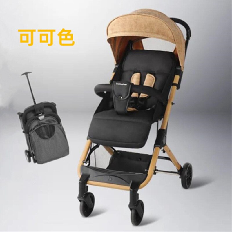 Baby stroller is light, foldable, sits, lie down, small height landscape with trolley, tri-fold bb stroller: Orange