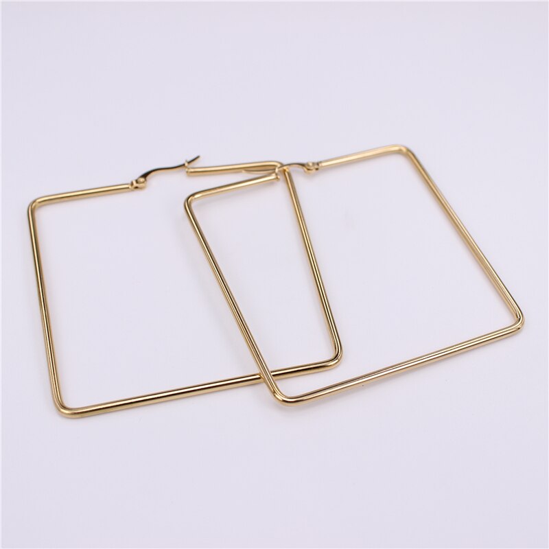 Exagération Simple 60mm 68mm populaire carré en acier inoxydable boucles d'oreilles spécial de bal SL77