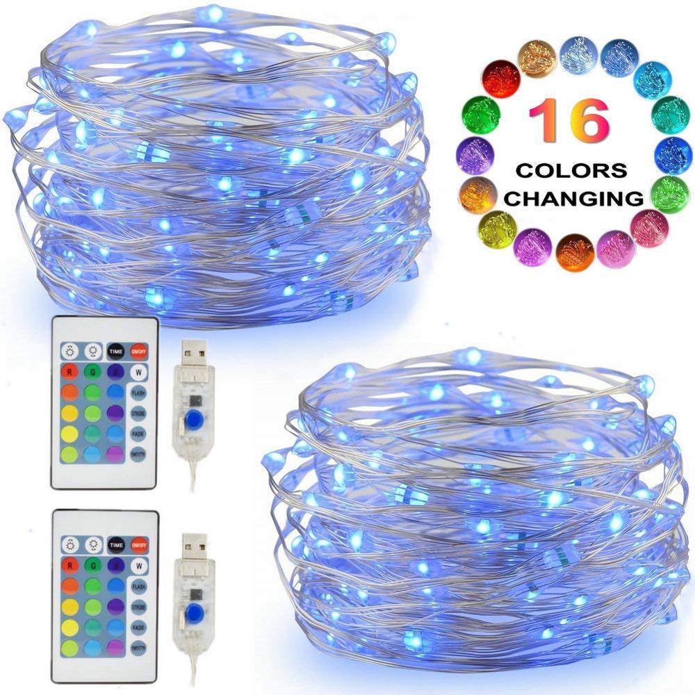 16colors USB Battery 5M 10M RGB LED String Light Waterproof LED Fairy garland Party Christmas Light 24key Remote Controller